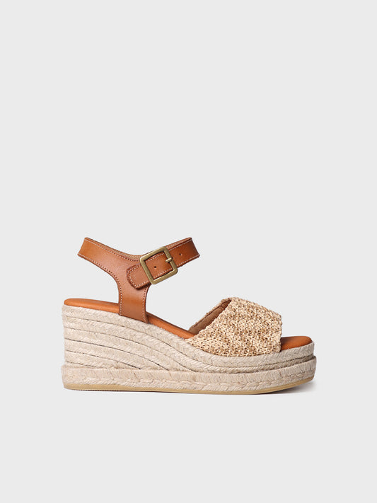 Hanna Natural High-wedge Fabric Sandals