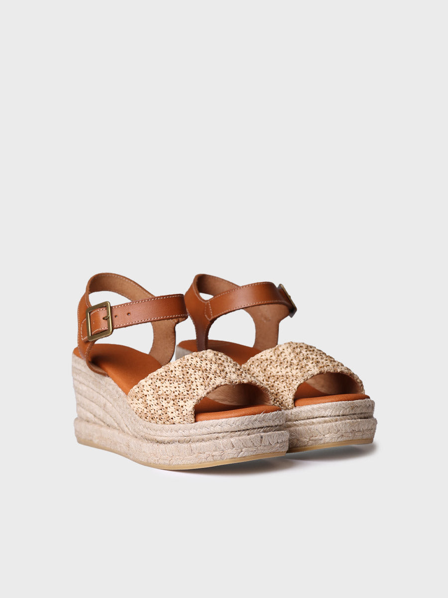 Hanna Natural High-wedge Fabric Sandals