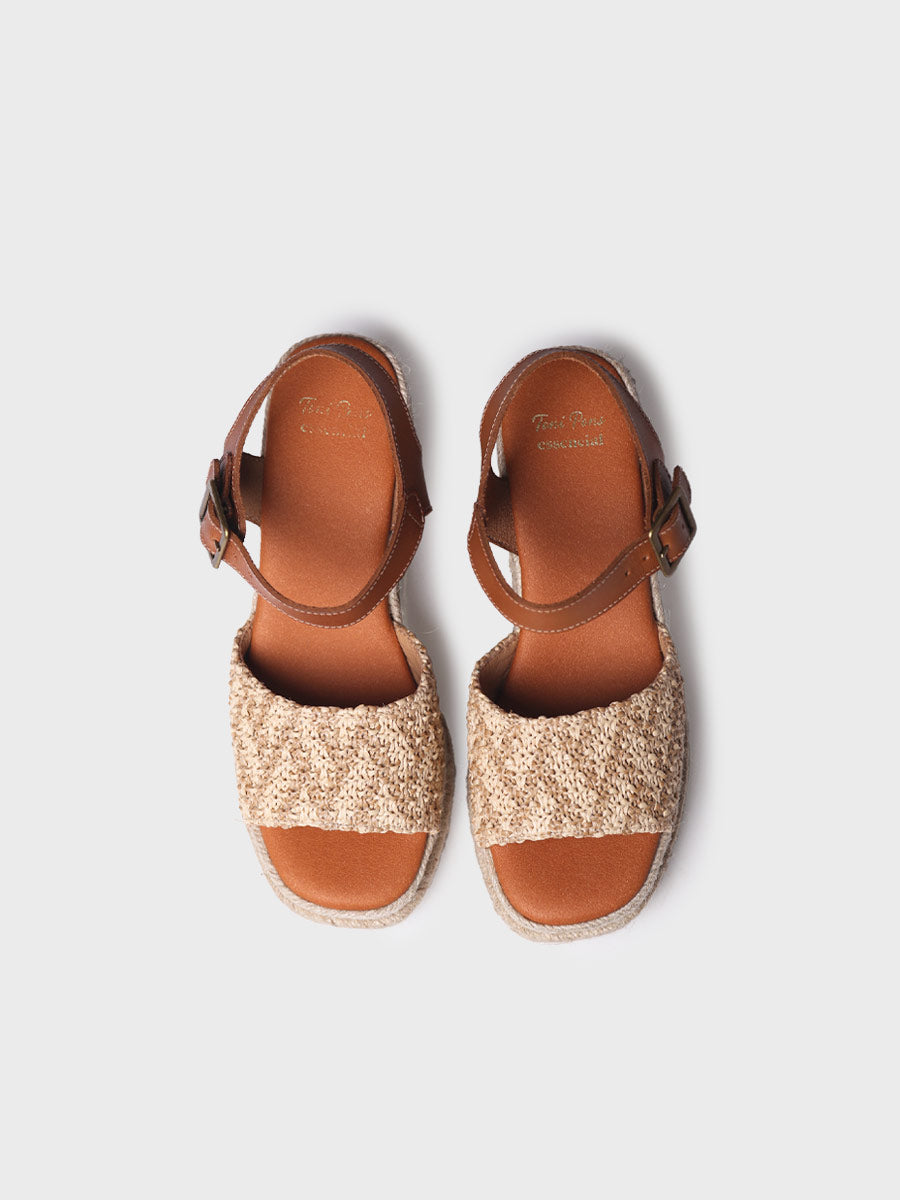 Hanna Natural High-wedge Fabric Sandals