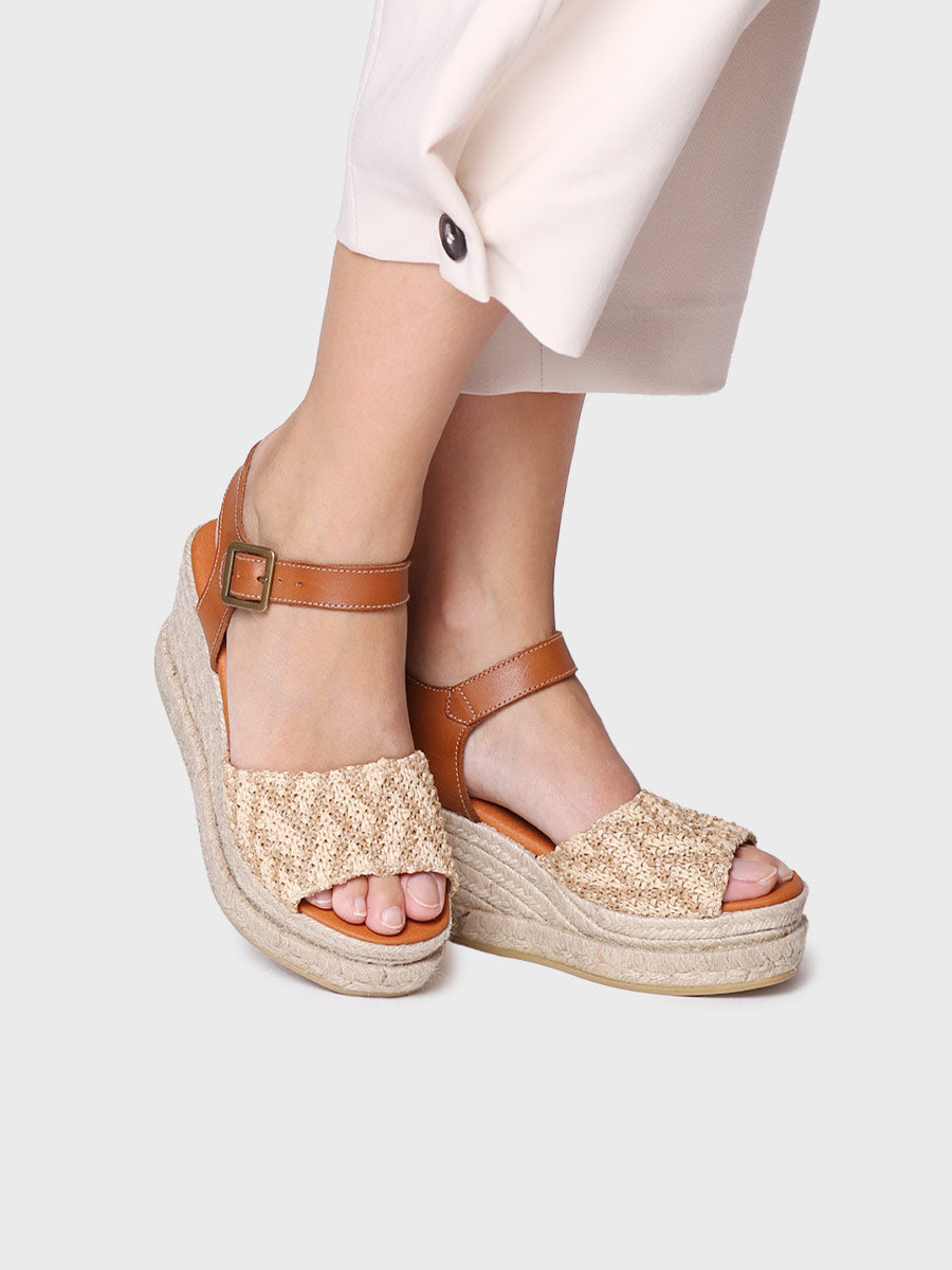 Hanna Natural High-wedge Fabric Sandals