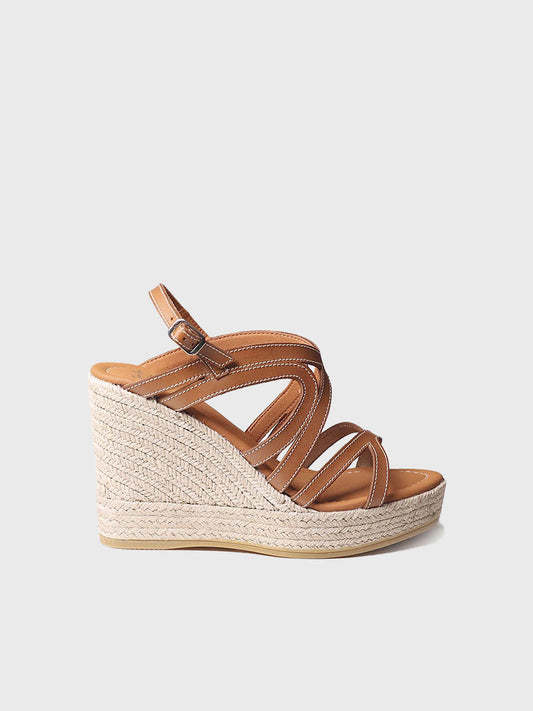 Olimpia Camel High-wedge Leather Sandals