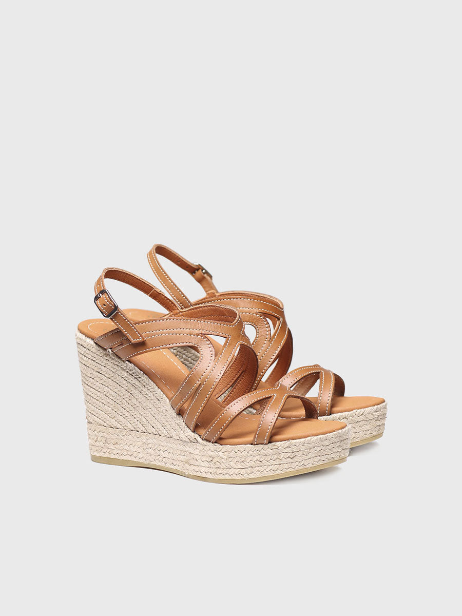 Olimpia Camel High-wedge Leather Sandals