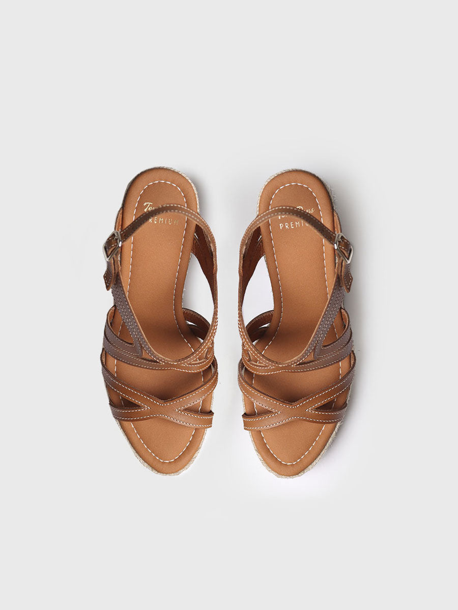 Olimpia Camel High-wedge Leather Sandals