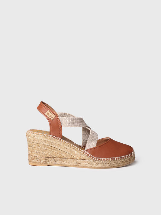 Saba Nougat Leather Espadrilles