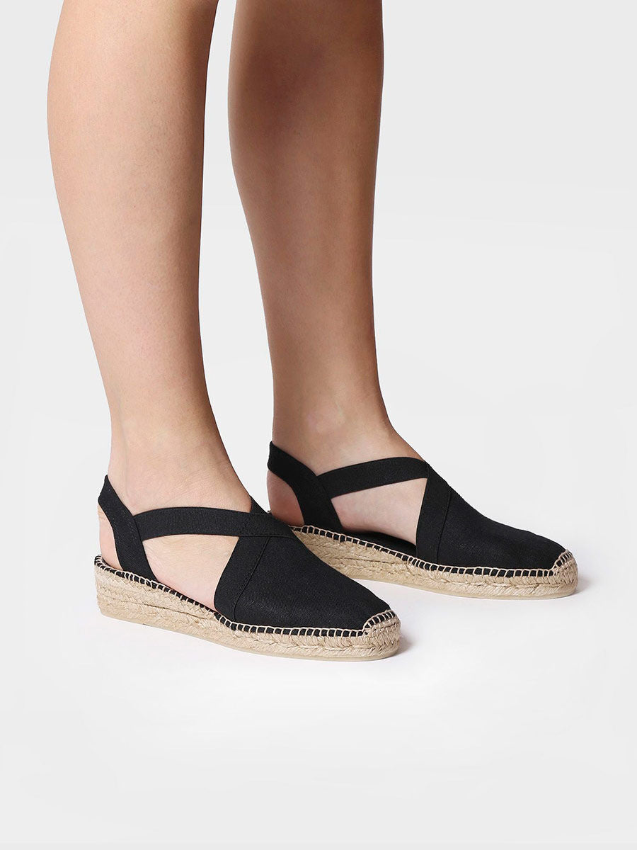 Vic Negre Fabric Flat Espadrilles